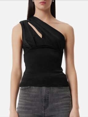 Robert Rodriguez One-Shoulder Black Cutout Top